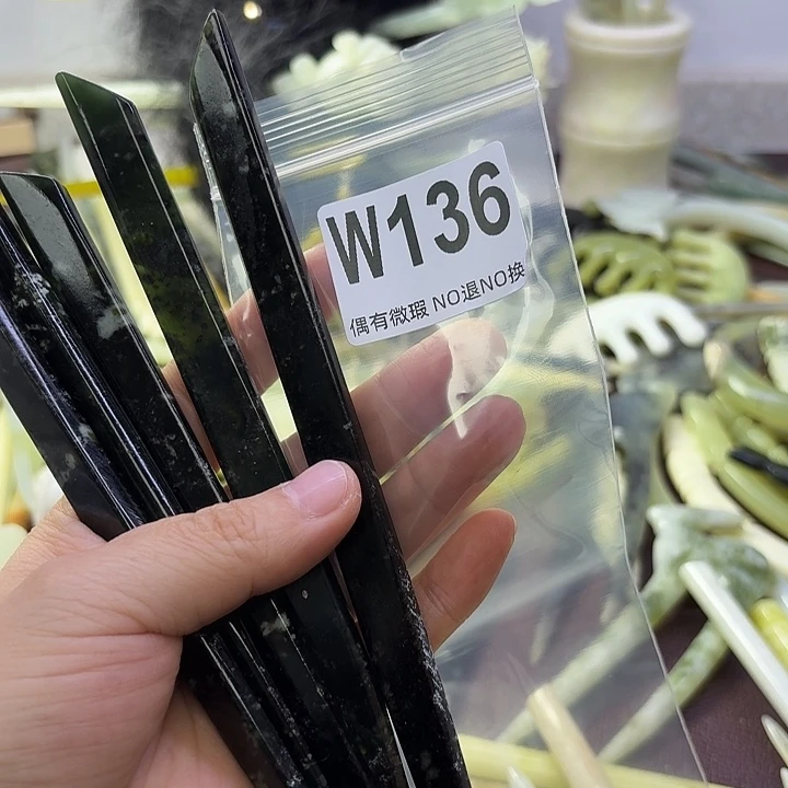 蛇纹石玉合金发饰小***了