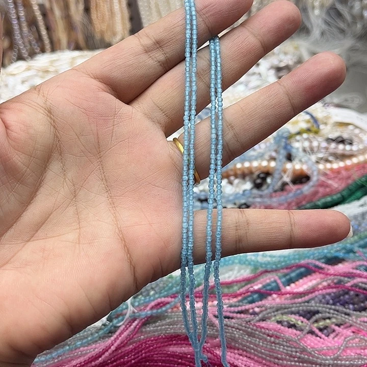 未镶嵌玛瑙/玉髓珠宝半成品2条2mm海蓝宝刻面