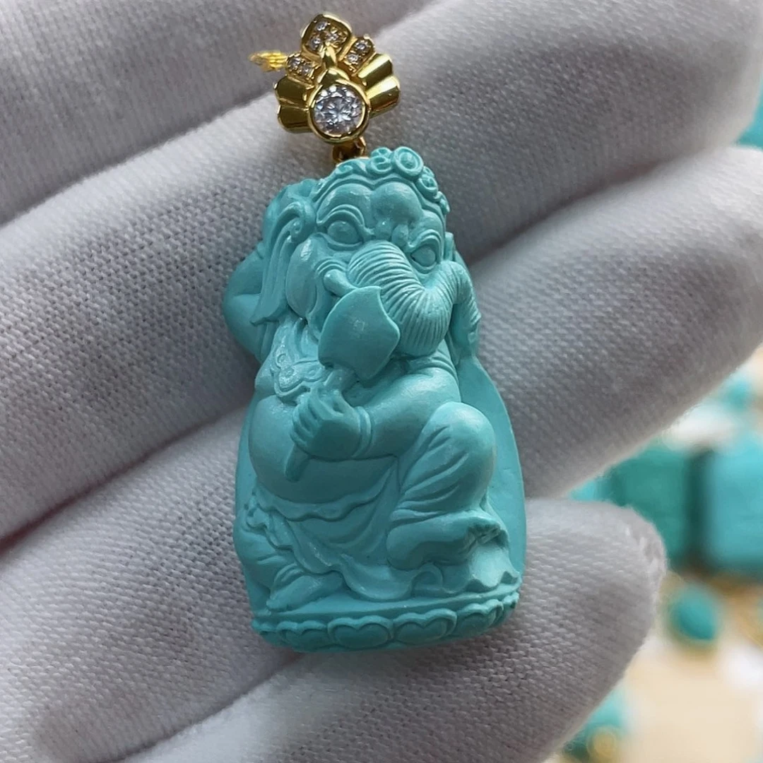 绿松石珠宝奇石18K金镶嵌