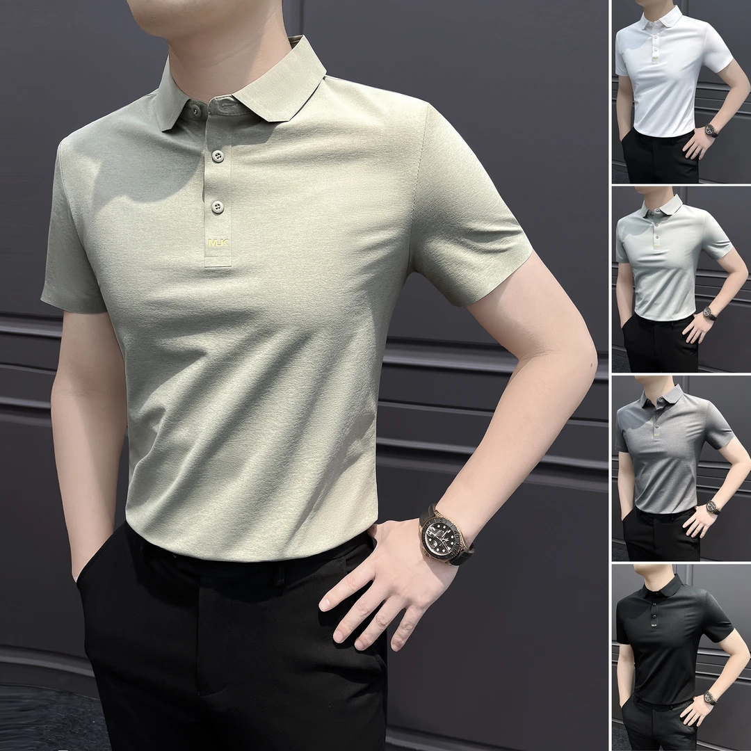 索罗娜刺绣polo衫男士秋季商务休闲男装无痕多色修身男款短袖t恤