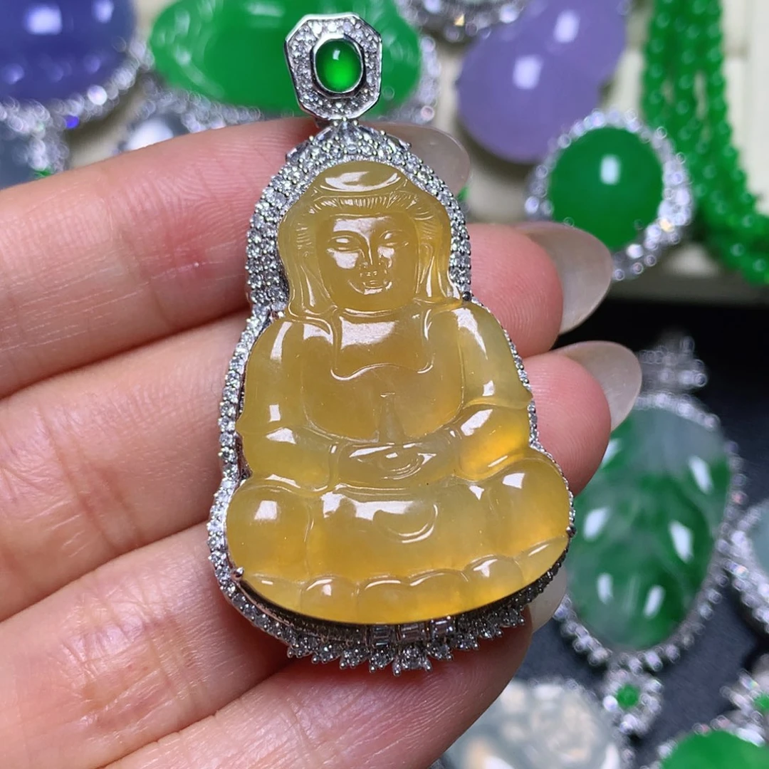 颈饰18K金镶嵌翡翠翡翠