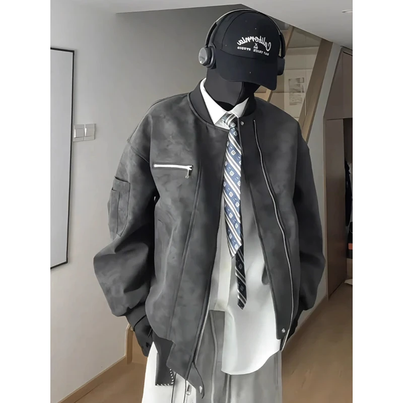 潮流百搭飞行夹克男春秋款美式复古cleanfit痞帅高级感棒球服外套