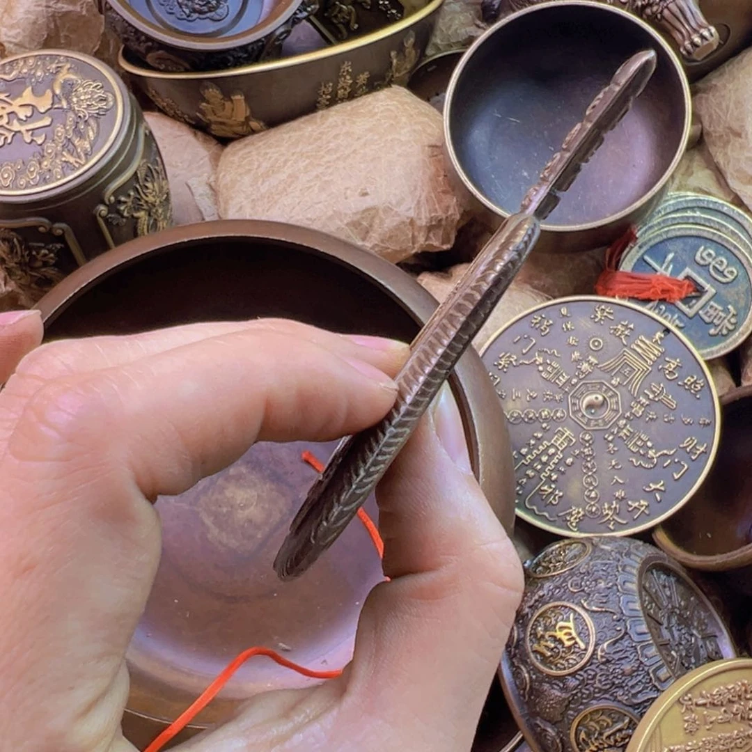 原矿风磨铜天师扇