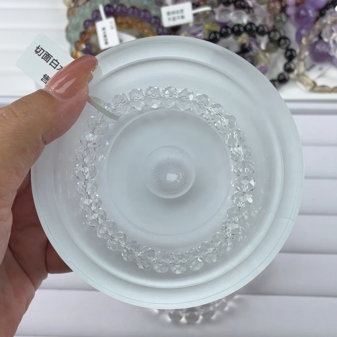 水晶手串未镶嵌003切面白水晶8m