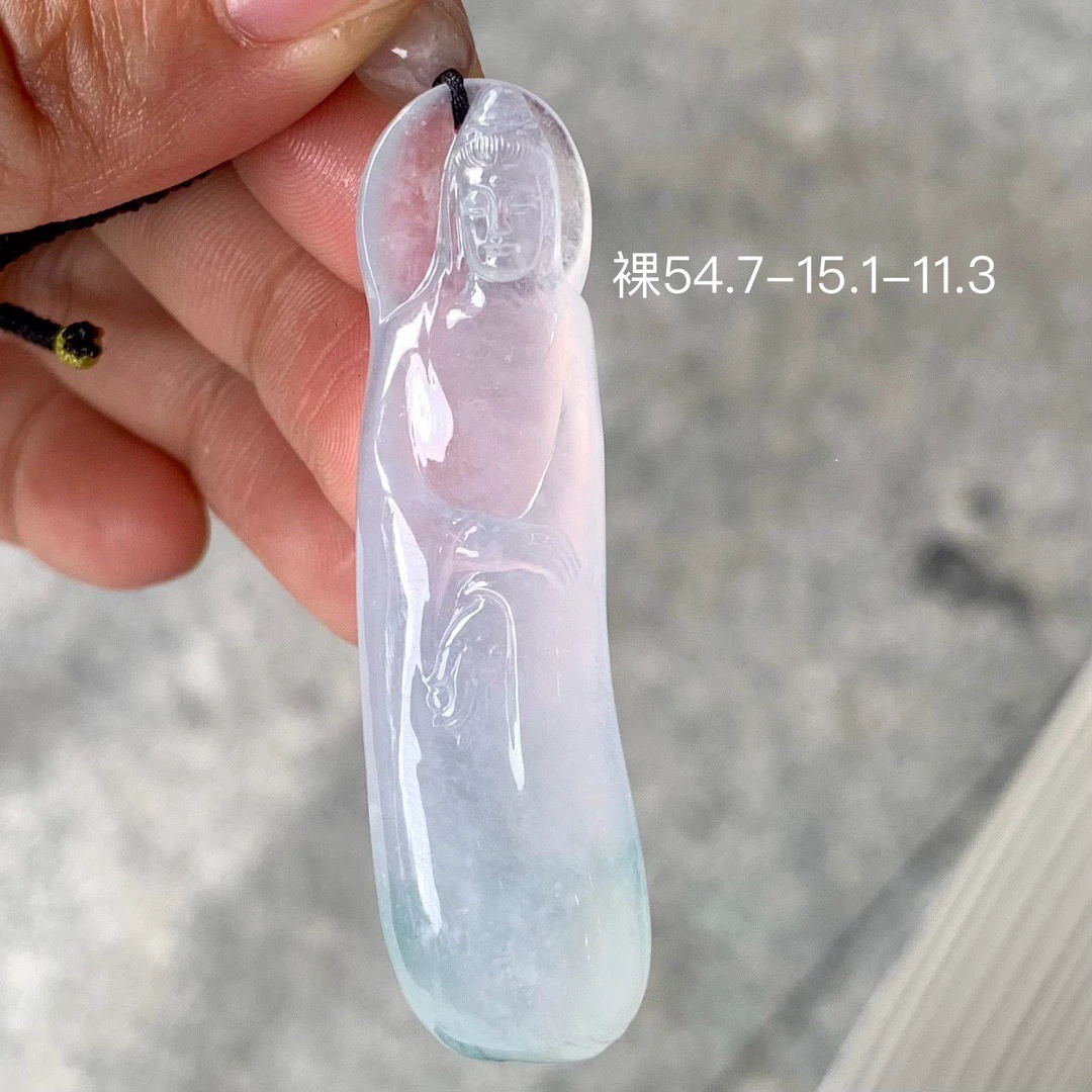 高冰飘花素衣观音翡翠吊坠 色彩鲜亮 冰润透亮 品质一流