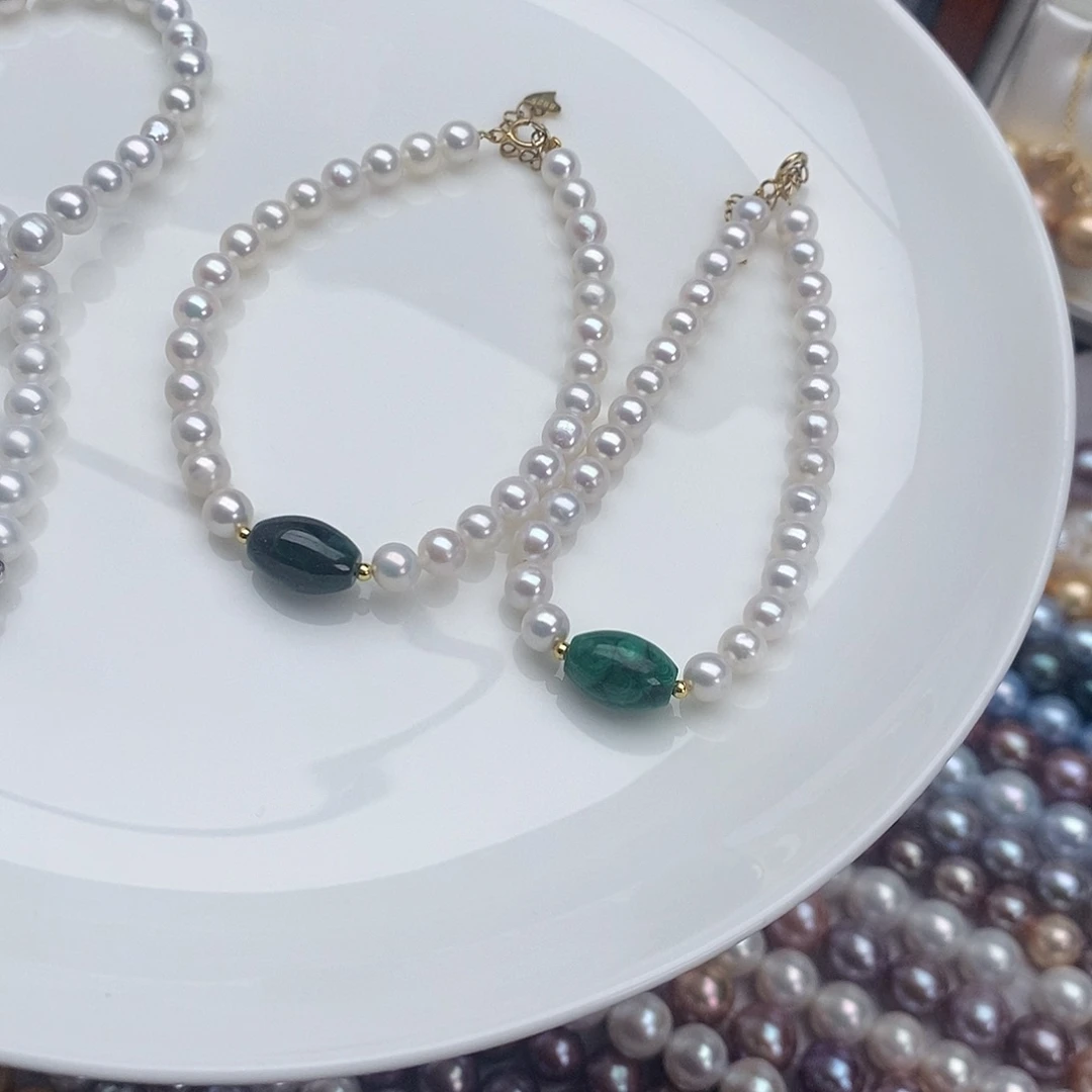 银S925镶嵌淡水珍珠颈饰