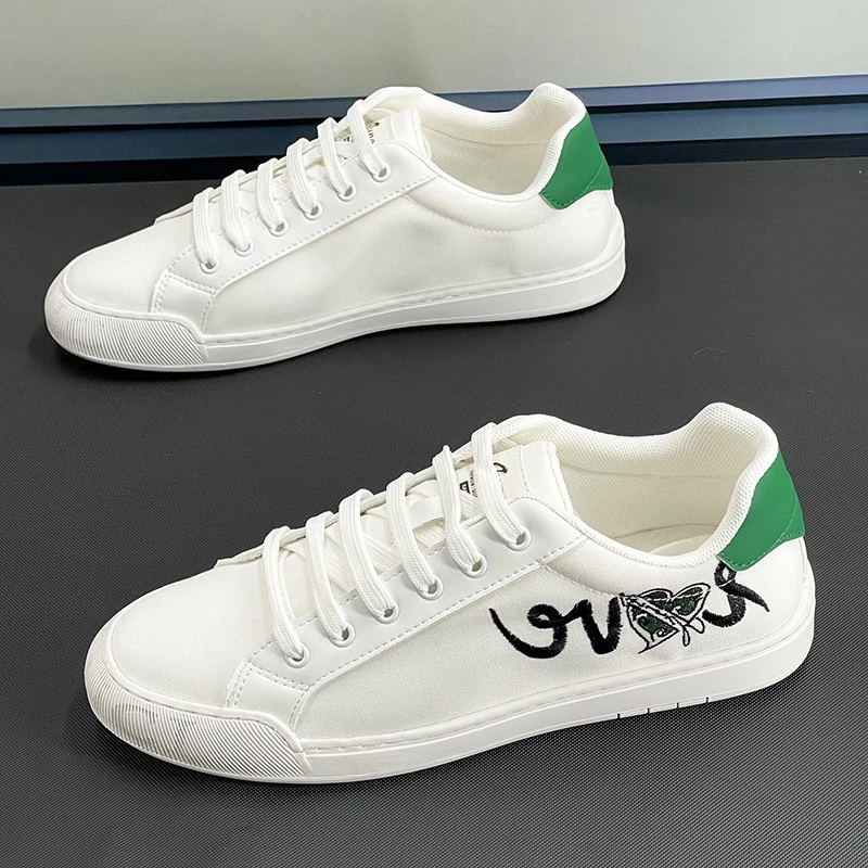 潮牌男鞋2025春夏新款系带透气帆布鞋男士韩版休闲小白鞋软底板鞋