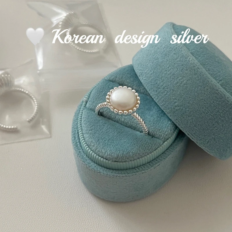 lulu轻奢S925纯银麻花珍珠戒指韩版ins风博主同款饰品简约精致