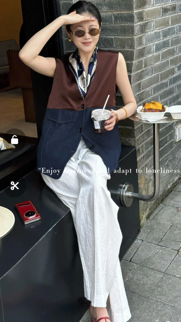 陈妍君【极简拼色醋酯小众短款马甲】CYJ-QQ298-170