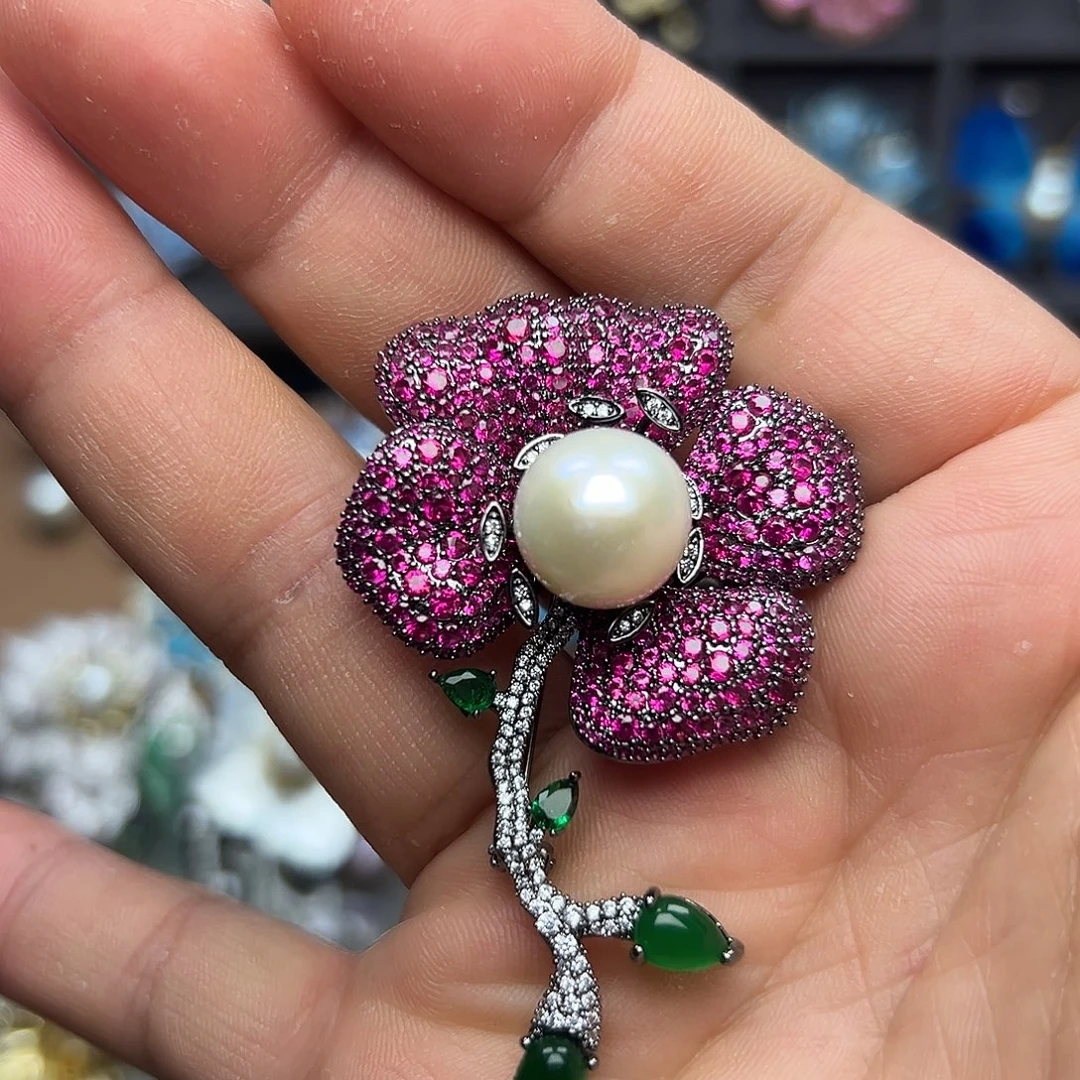 淡水珍珠胸针合金