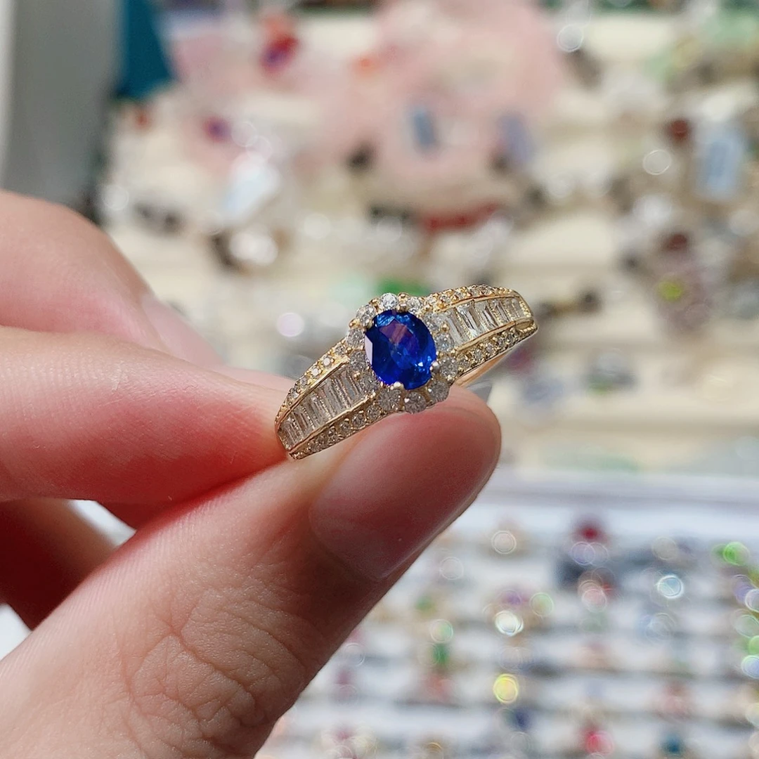 蓝宝石戒指戒指银S925镶嵌