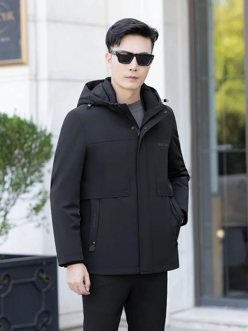 中长款商务风中年男士鹅绒冬季商务男款时尚羽绒服