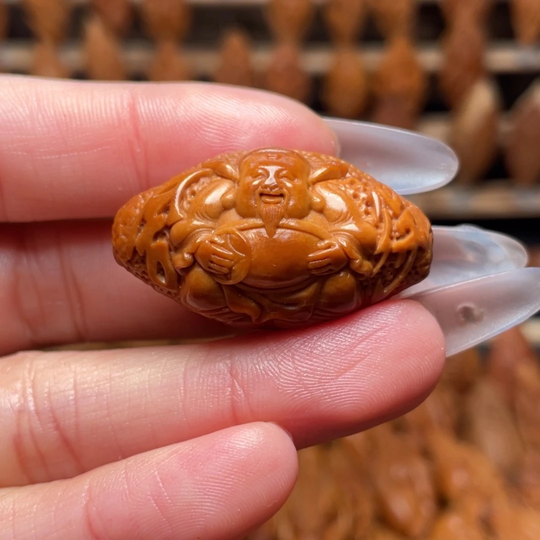 无***水橄榄核把件横财迷