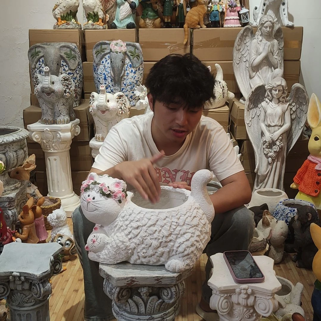 合成树脂母子猫咪花盆