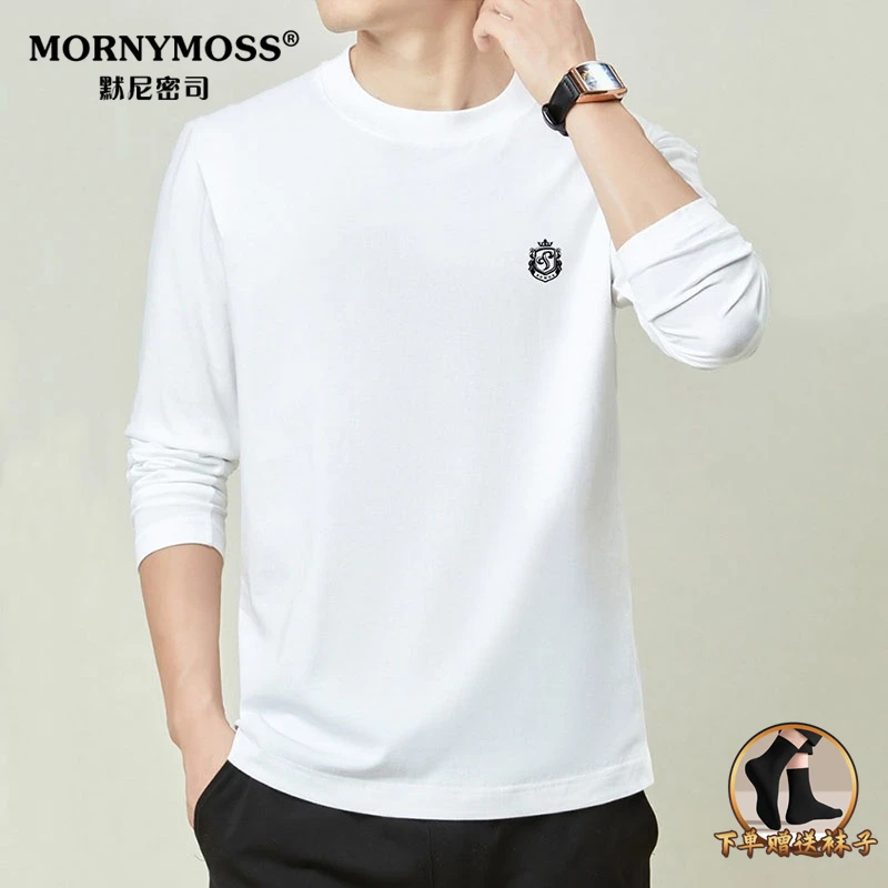 圆领无帽卫衣男士2025年春秋季新款休闲套头男装柔软纯色长袖T恤