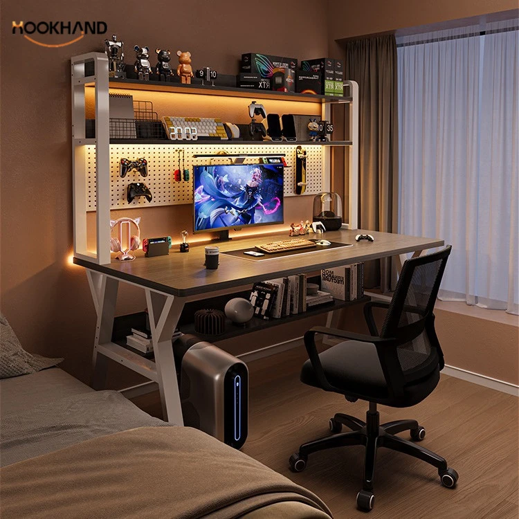 转角电脑桌电竞双人台式家用拐角式书桌书架组合卧室L型办公桌子