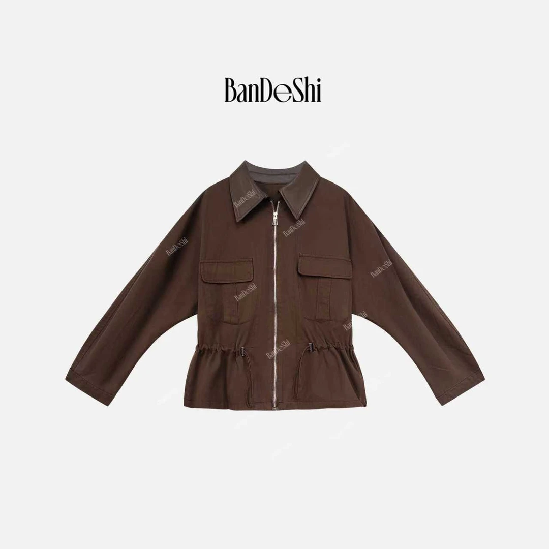 【C3625】班德施-新款设计师拼接领工装外套时尚女装SS