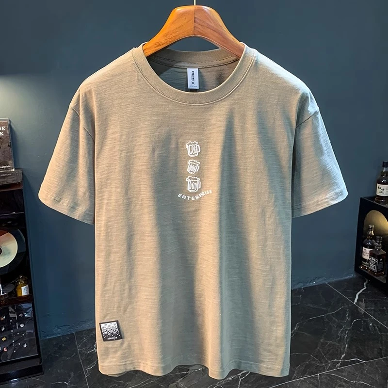 LEIGHZ/雷茨夏季新款美式重磅短袖T恤男宽松大码纯棉休闲百搭体恤