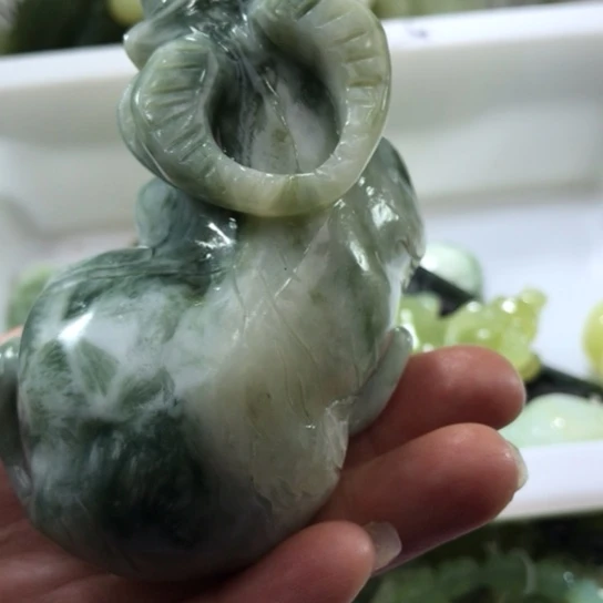 岫玉未镶嵌手把老油翠