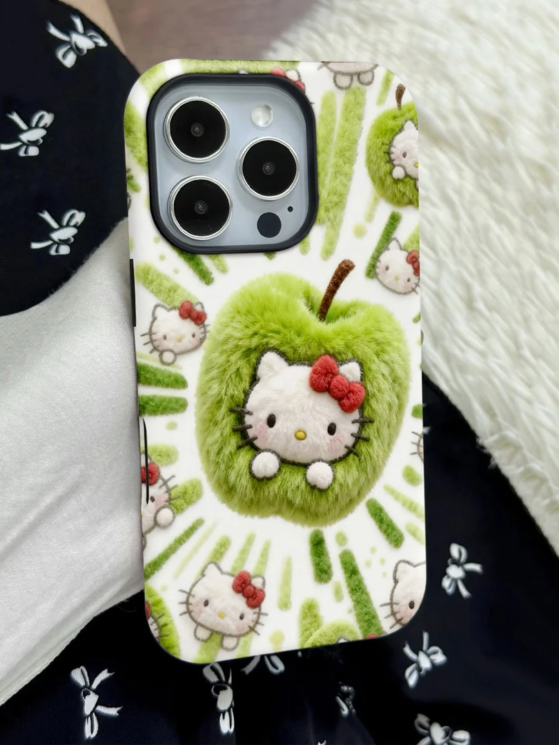 青苹果猫咪手机壳适用于苹果16promax17华为荣耀vivo小米等