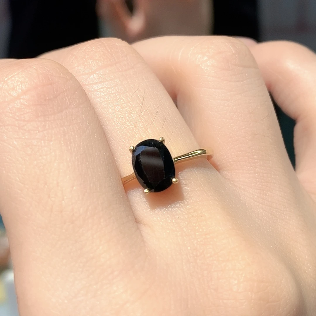 戒指蓝宝石银S925镶嵌天然蓝宝石