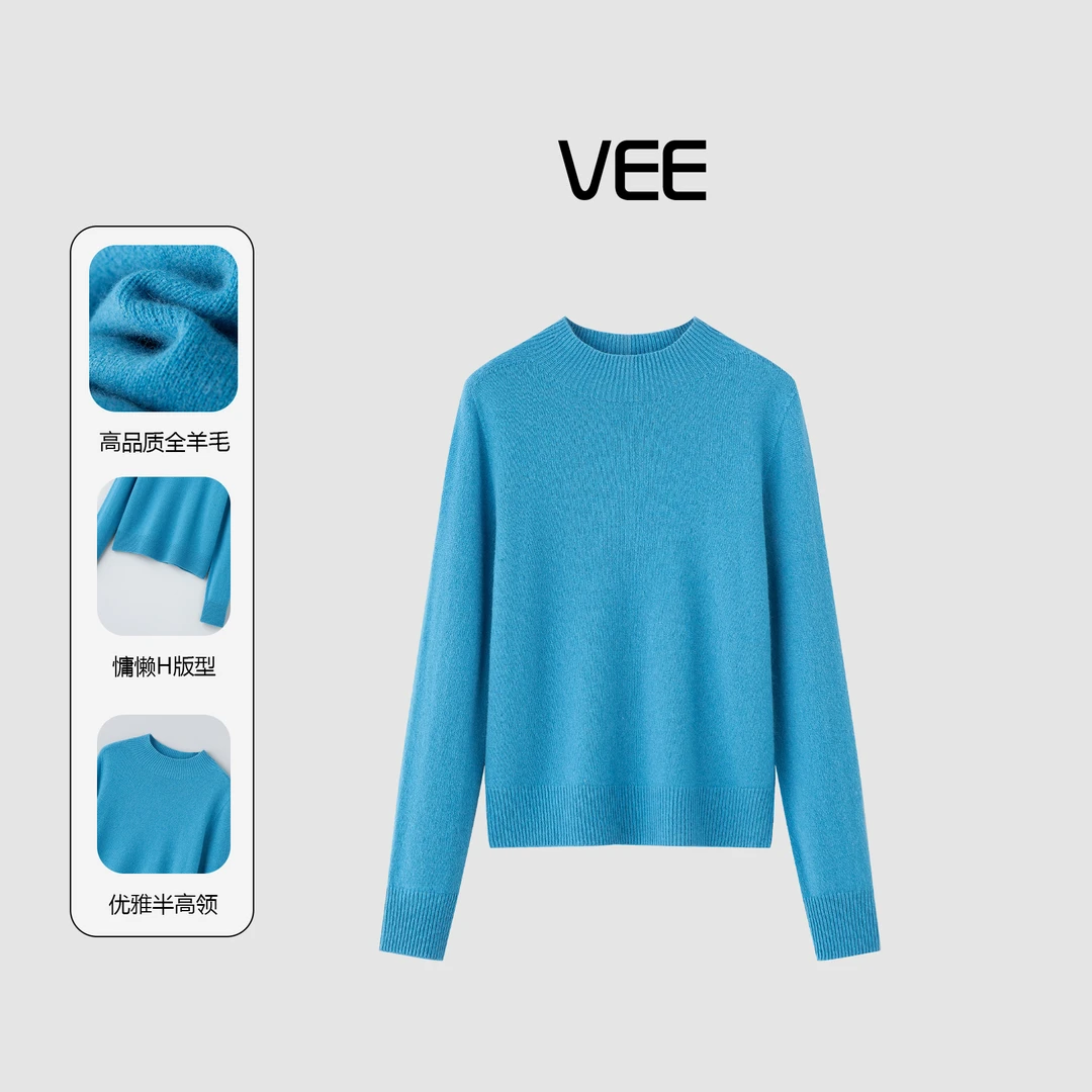 VEE【续杯毛衣】全羊毛半高领针织衫毛衣