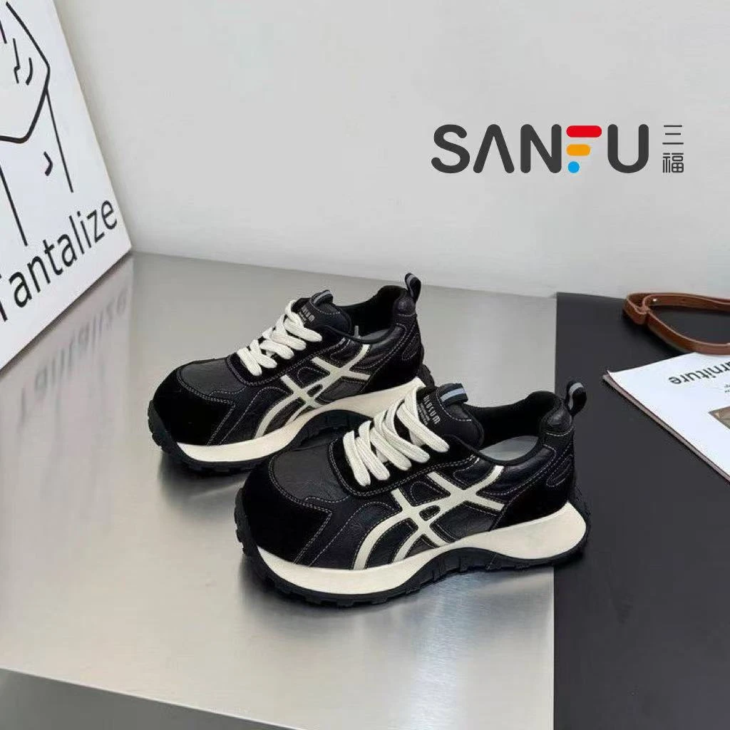 三福欧货加绒阿甘鞋女2025秋冬新款厚底百搭休闲运动鞋时尚德训鞋