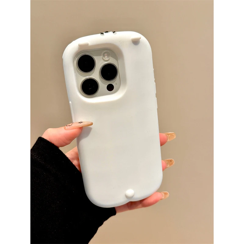 适用苹果iphone16promax纯色硅胶趴趴熊15pro韩系14ins13手机壳