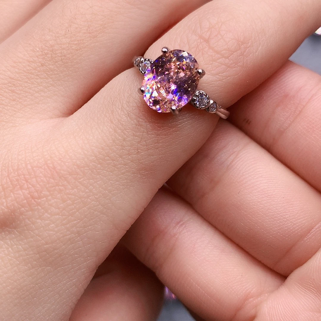 戒指银S925镶嵌碧玺