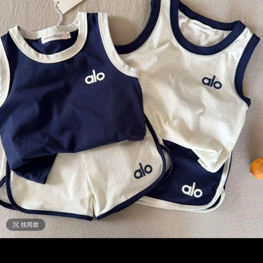 儿童背心套装薄款2025夏季新款男女童短裤宝宝休闲运动两件套洋气