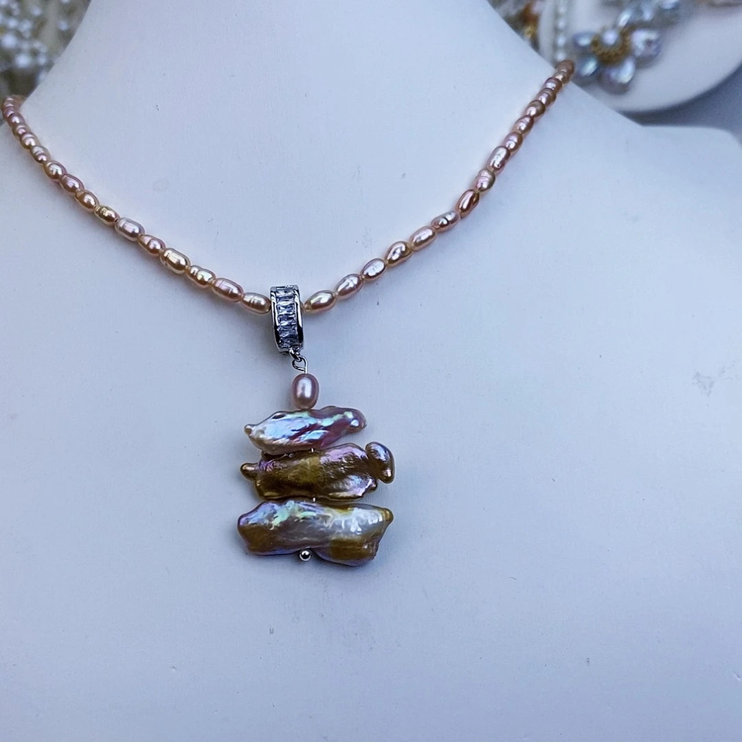 淡水珍珠颈饰银S925镶嵌