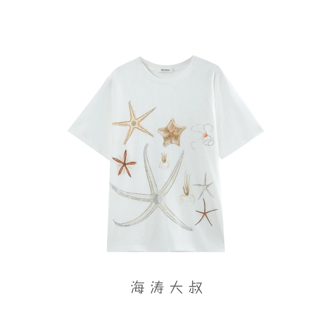【海涛大叔】「幸运星」烫钻海星圆领短袖T恤 DL5990
