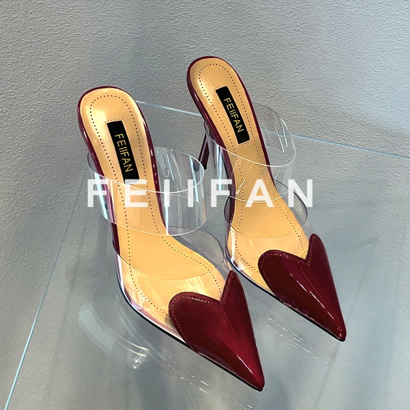 【现货】包头半拖鞋女2025春夏新款细跟外穿气质透明高跟鞋凉鞋7603