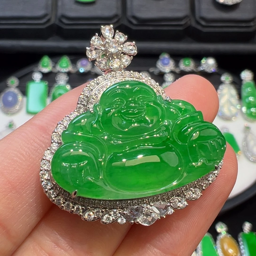 翡翠吊坠(不含链)18K金镶嵌收到货48小时鉴赏期