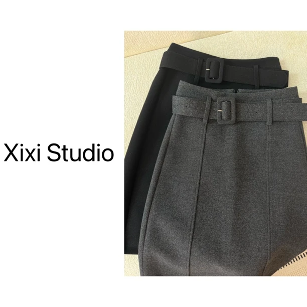 【西西】 气质派 加厚冬季高腰直筒中长半裙-25982