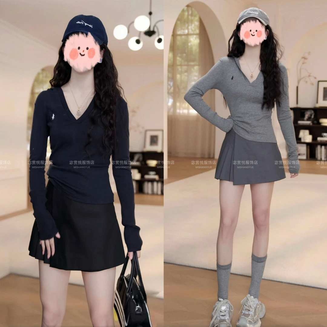 早秋穿搭一整套女装洋气休闲装连帽T恤+百褶裙裤两件套新款爆款