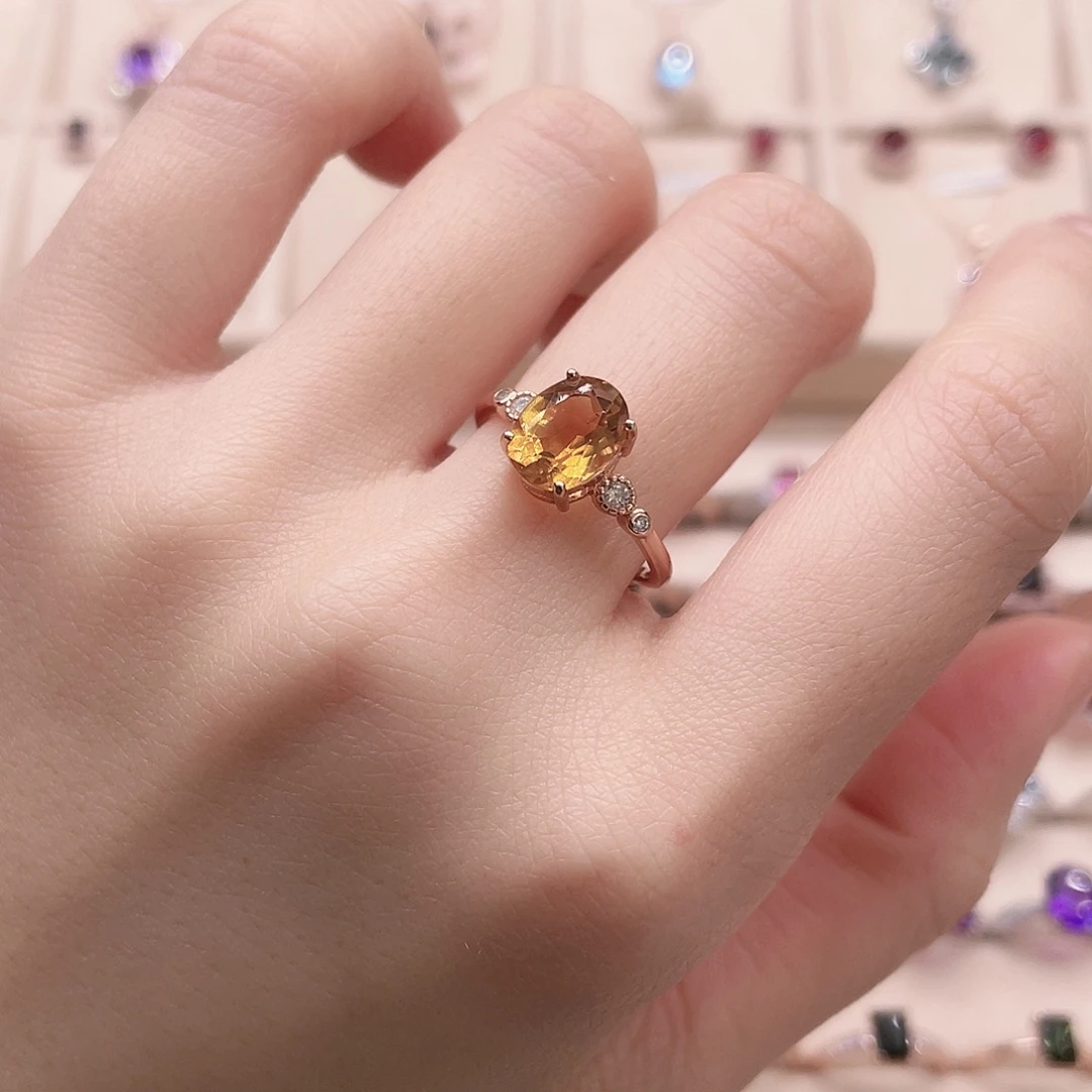 水晶戒指银S925镶嵌开口