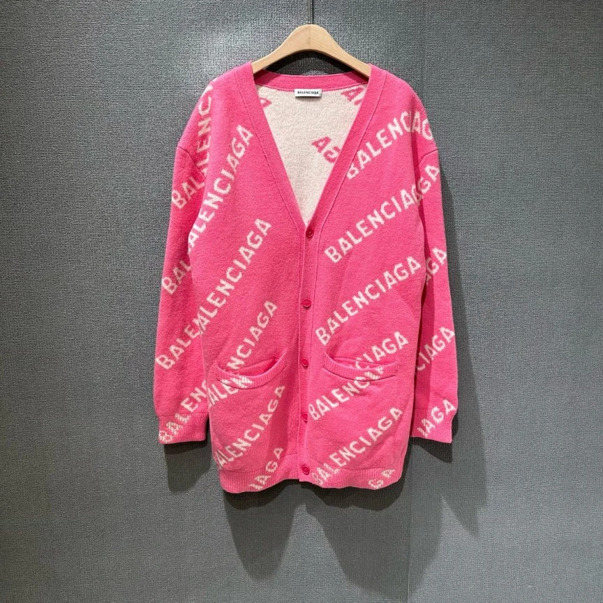 未使用 Balenciaga/巴黎世家 (pm)弹幕logo羊毛开衫 全新m码/2136