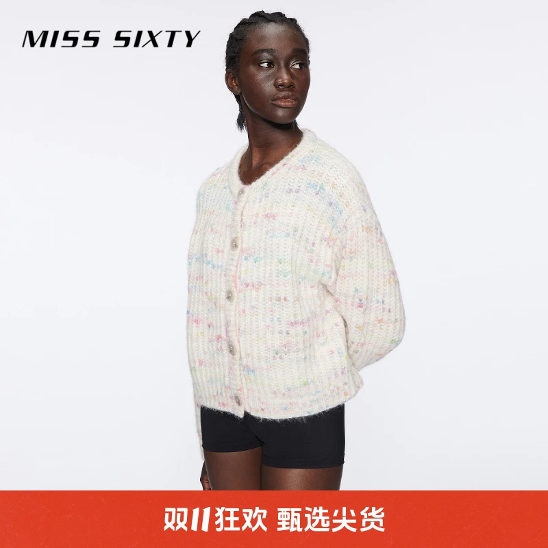 【周周专属】Miss Sixty羊驼毛新款针织外套女圆领减龄甜美风6338