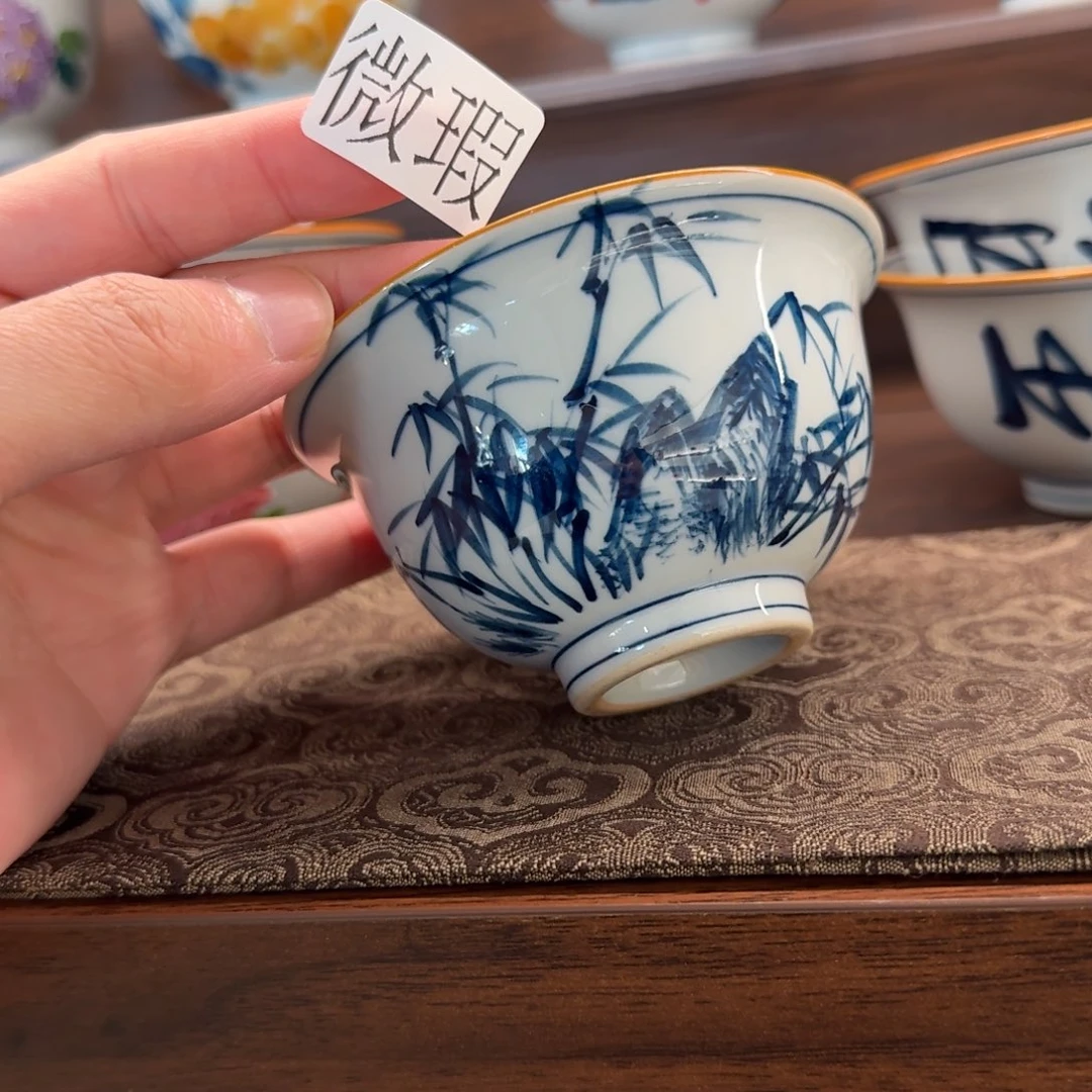 釉下手绘茶具微瑕