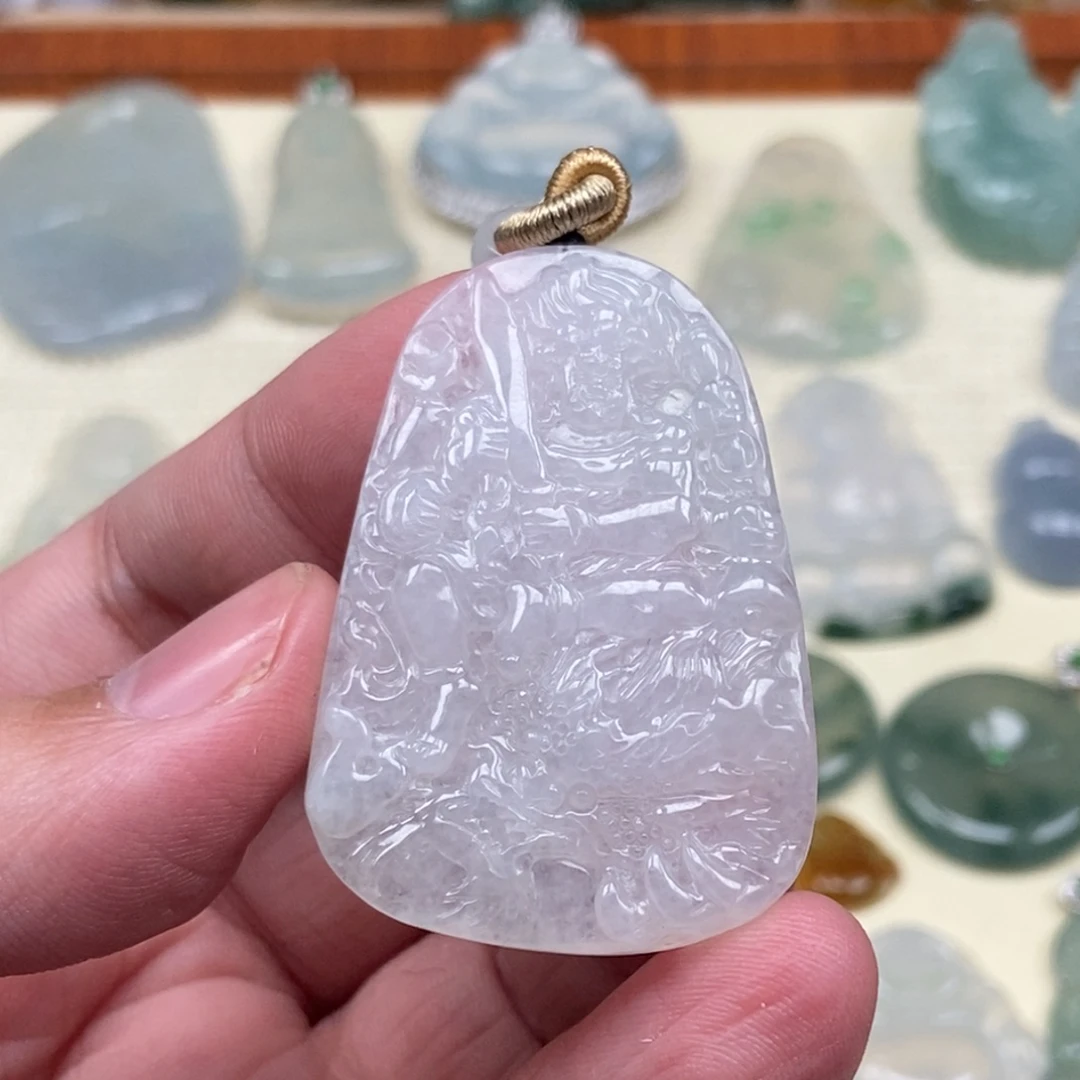 翡翠未镶嵌颈饰不动明王糯冰 天然缅甸ａ货翡翠高级感礼物