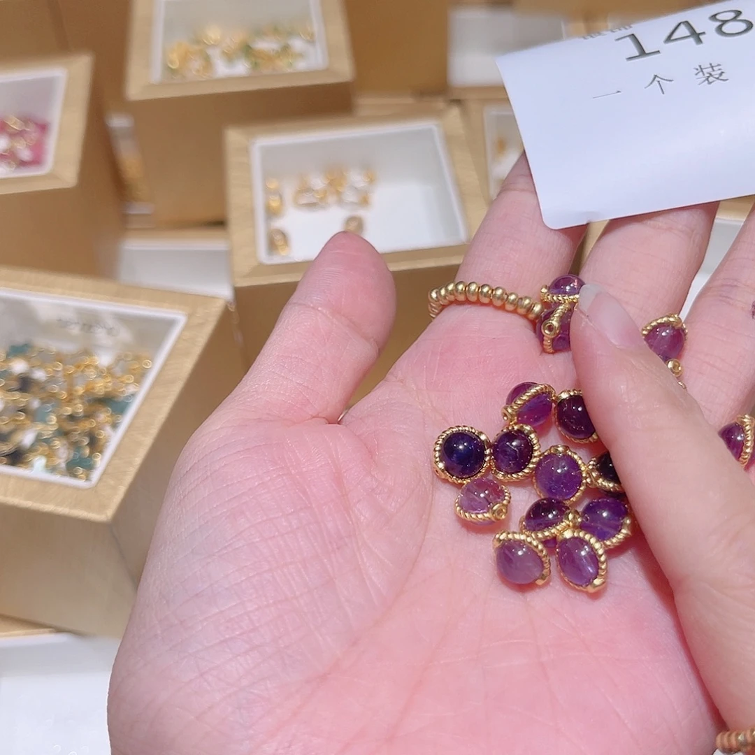 银S925镀金镶嵌珠宝半成品水晶148 。