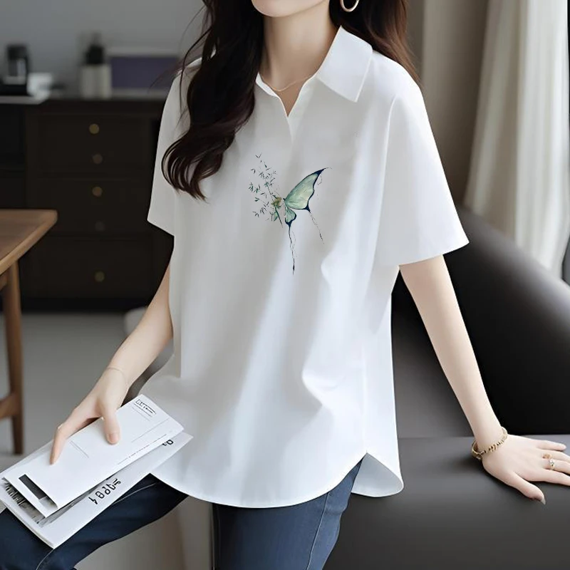 大码polo衫女款正肩显瘦洋气时尚夏季宽松遮肚子减龄翻领短袖T恤