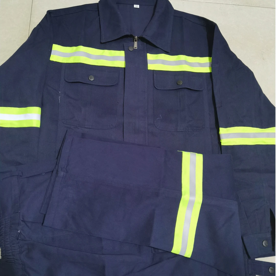 春秋长袖工作服套装男上衣耐磨纯棉焊工服工地工程反光劳保服定制