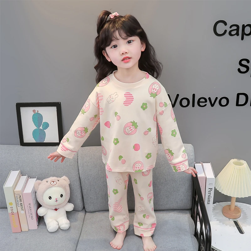 女童纯棉睡衣春秋季卡通可爱小女孩宝宝空调服套装儿童长袖家居服