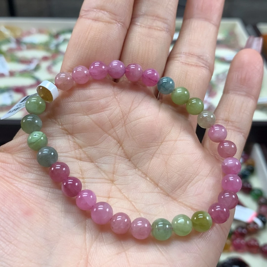 碧玺手链未镶嵌手链6:6毫米左右