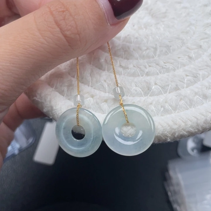 18K金镶嵌翡翠耳饰天然A货缅甸翡翠