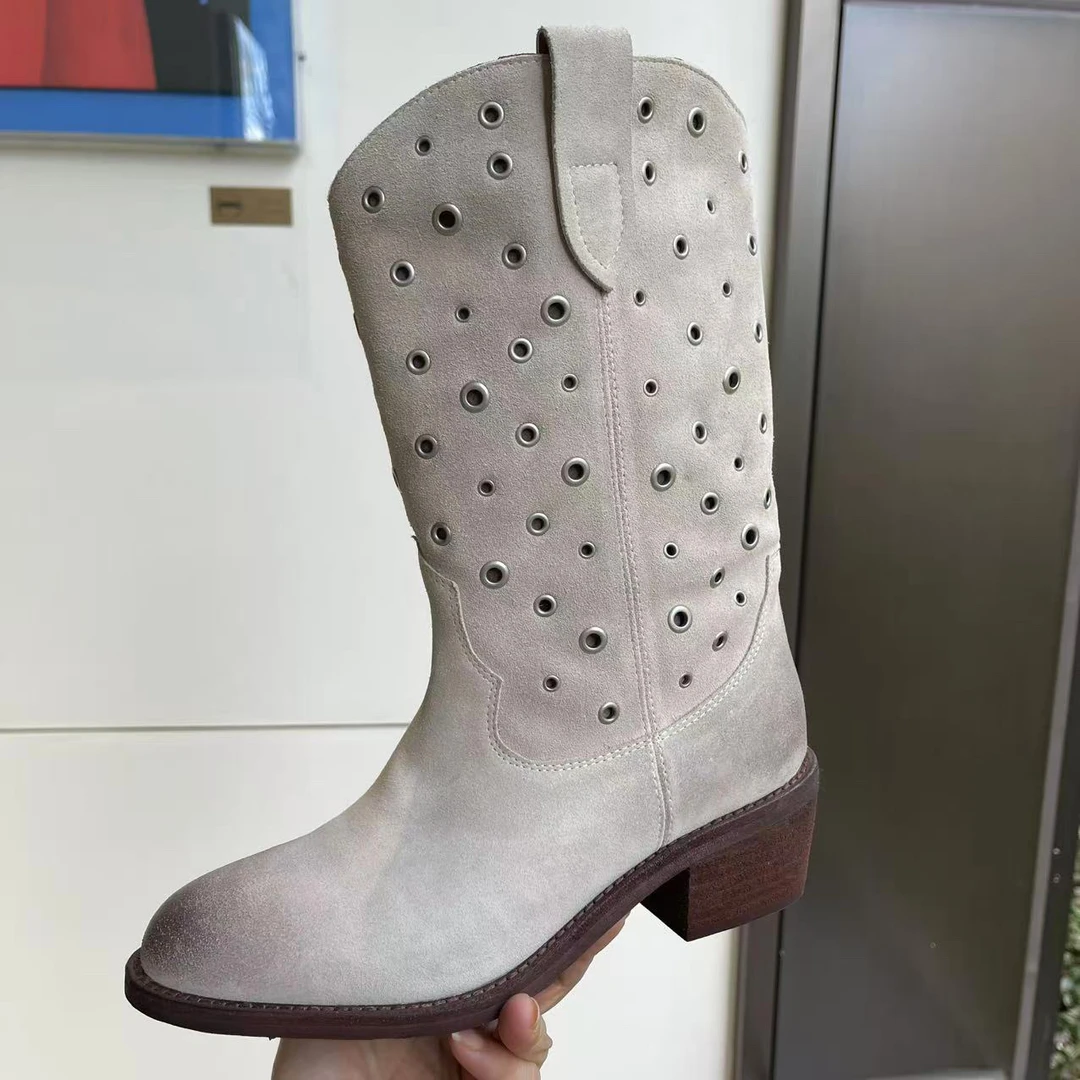 英伦风厚底圆头磨砂真皮镂空洞洞靴秋季新款短靴