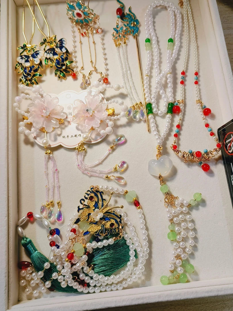 【汉服发饰】古风手工品 烧蓝 对U钗 璎珞 仙气流苏对夹等