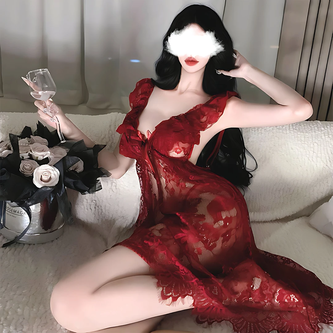 夏季纯欲风显瘦性感蕾丝睡裙睡衣镂空修身网红黑色复古睡衣女夏季